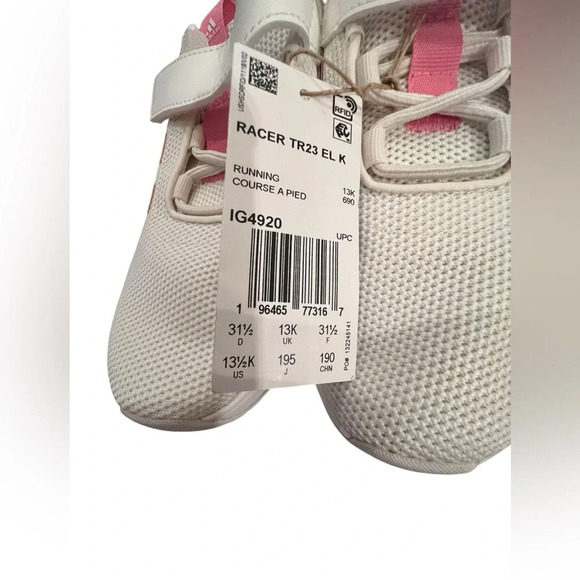 NWT Adidas Girls Racer TR23 Running Shoes in OffWhite/Bliss Pink size 13.5 youth - Picture 4 of 7